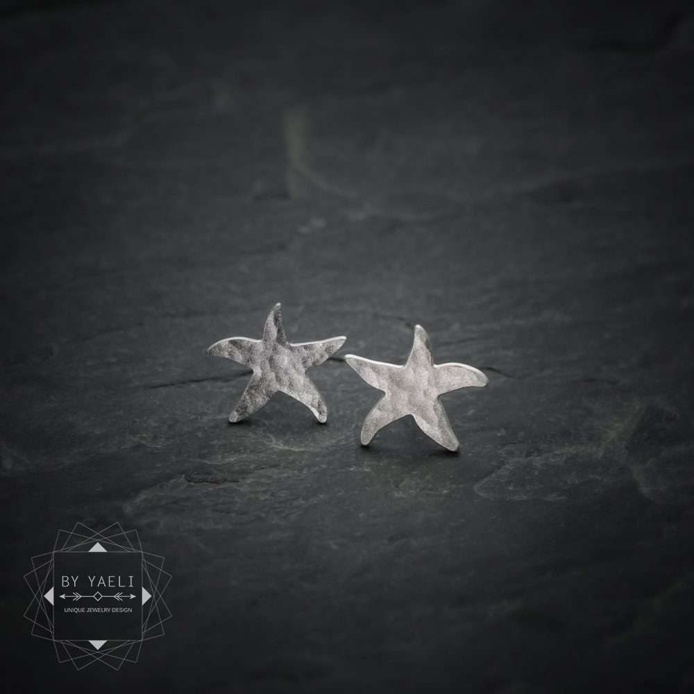 Star fish earrings starfish sea star fish post earrings silver star fish stud earrings