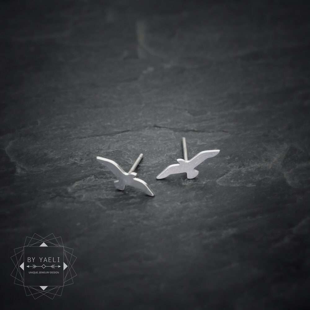 Bird earrings - delicate seagull earrings - seagull stud earrings silver seagull post earrings 4 seagull stud earrings silver seagull post earrings