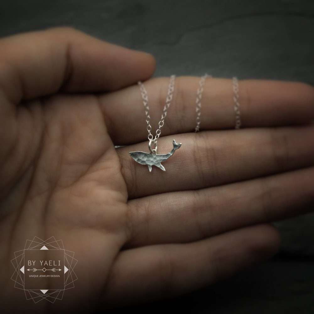 Whale necklace silver humpback whale pendant tiny ocean necklace