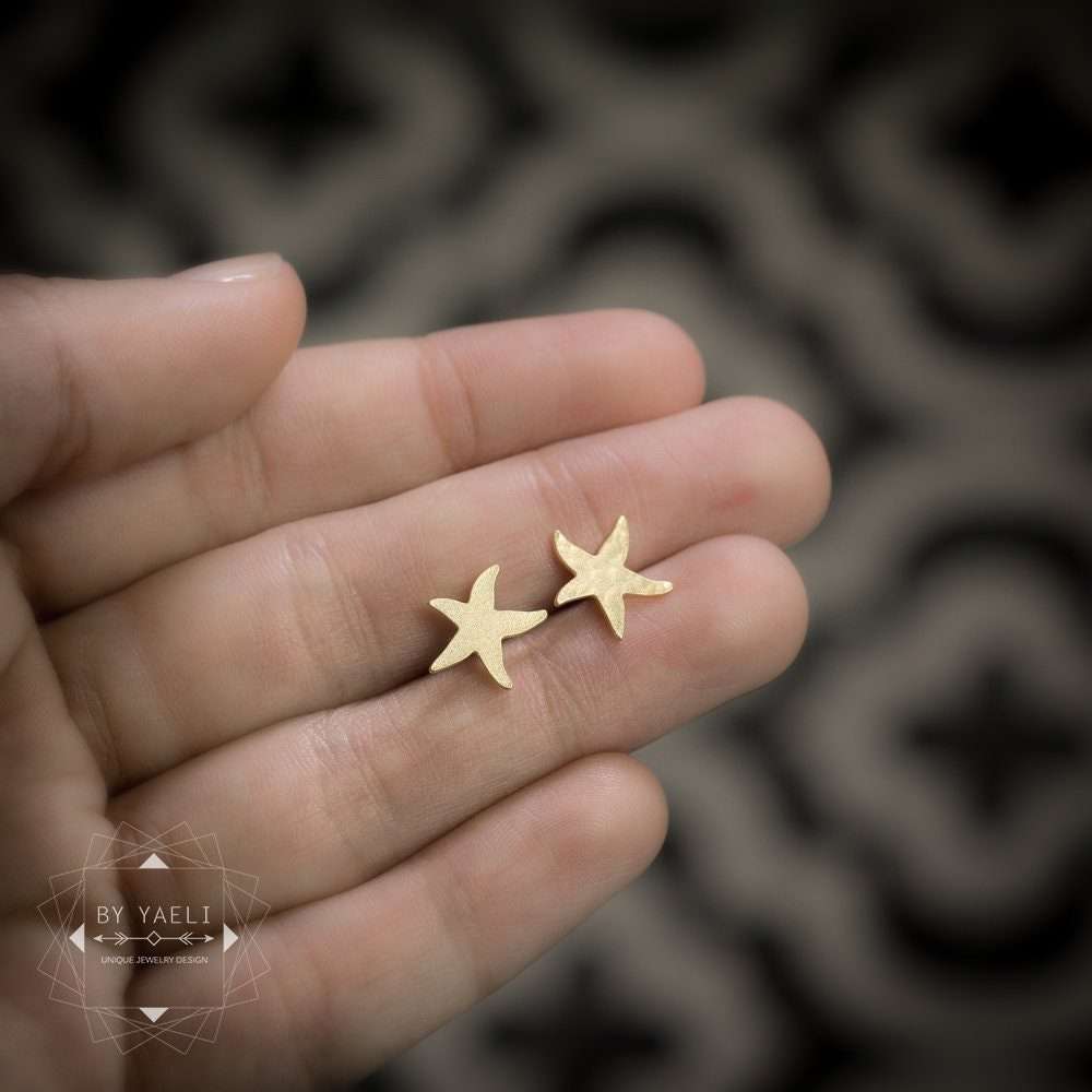 Star fish earrings starfish post earrings gold sea star fish stud earrings 4 Star fish earrings starfish post earrings gold sea star fish stud earrings - Image 4