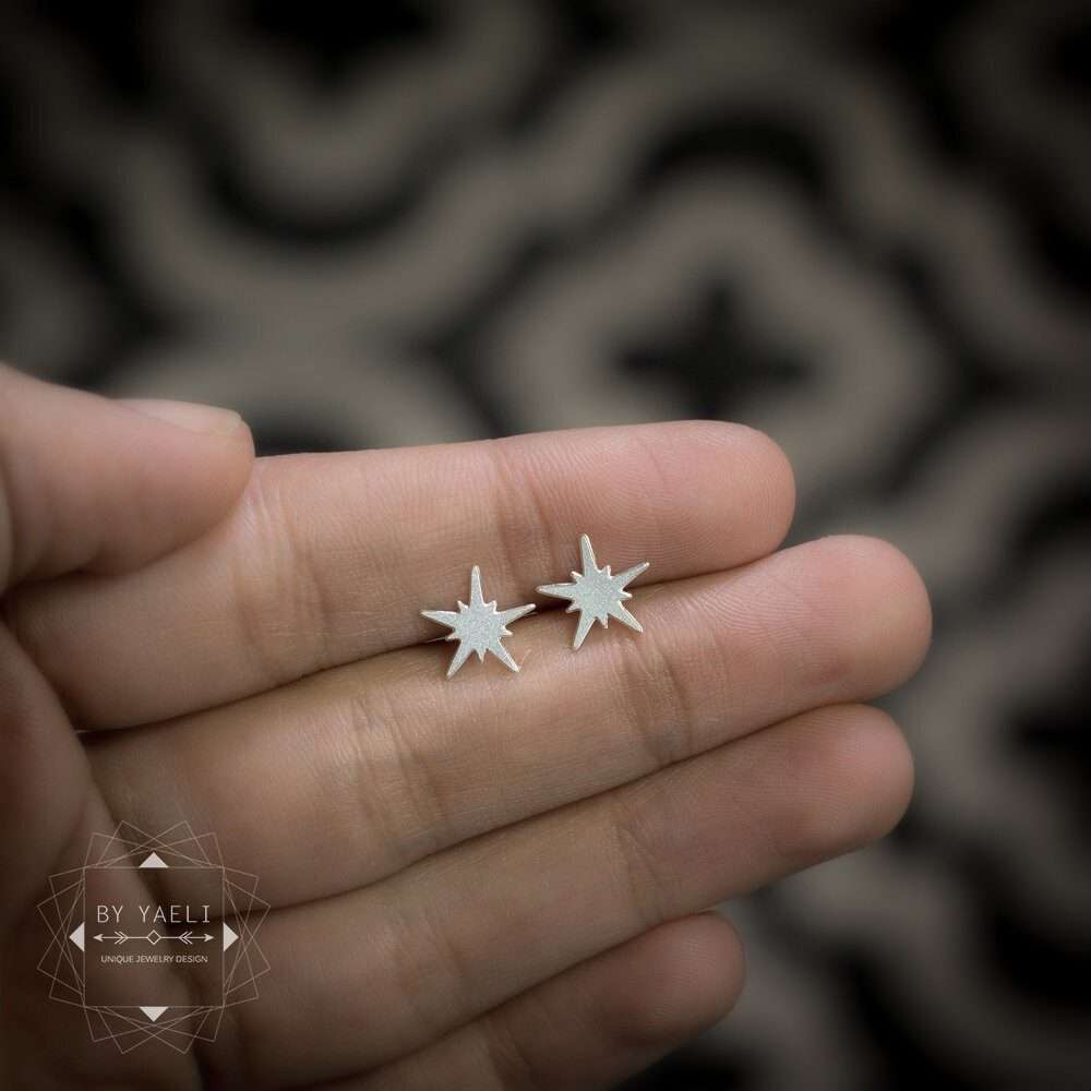 North star earrings silver north star post earrings spark earrings Christmas gift for here