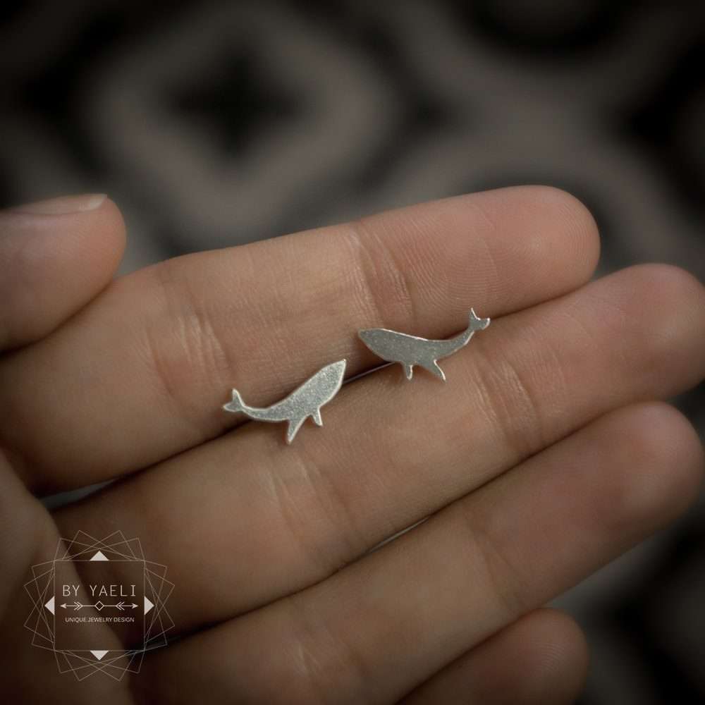 Whale earrings tiny silver whale stud earrings whale post earrings