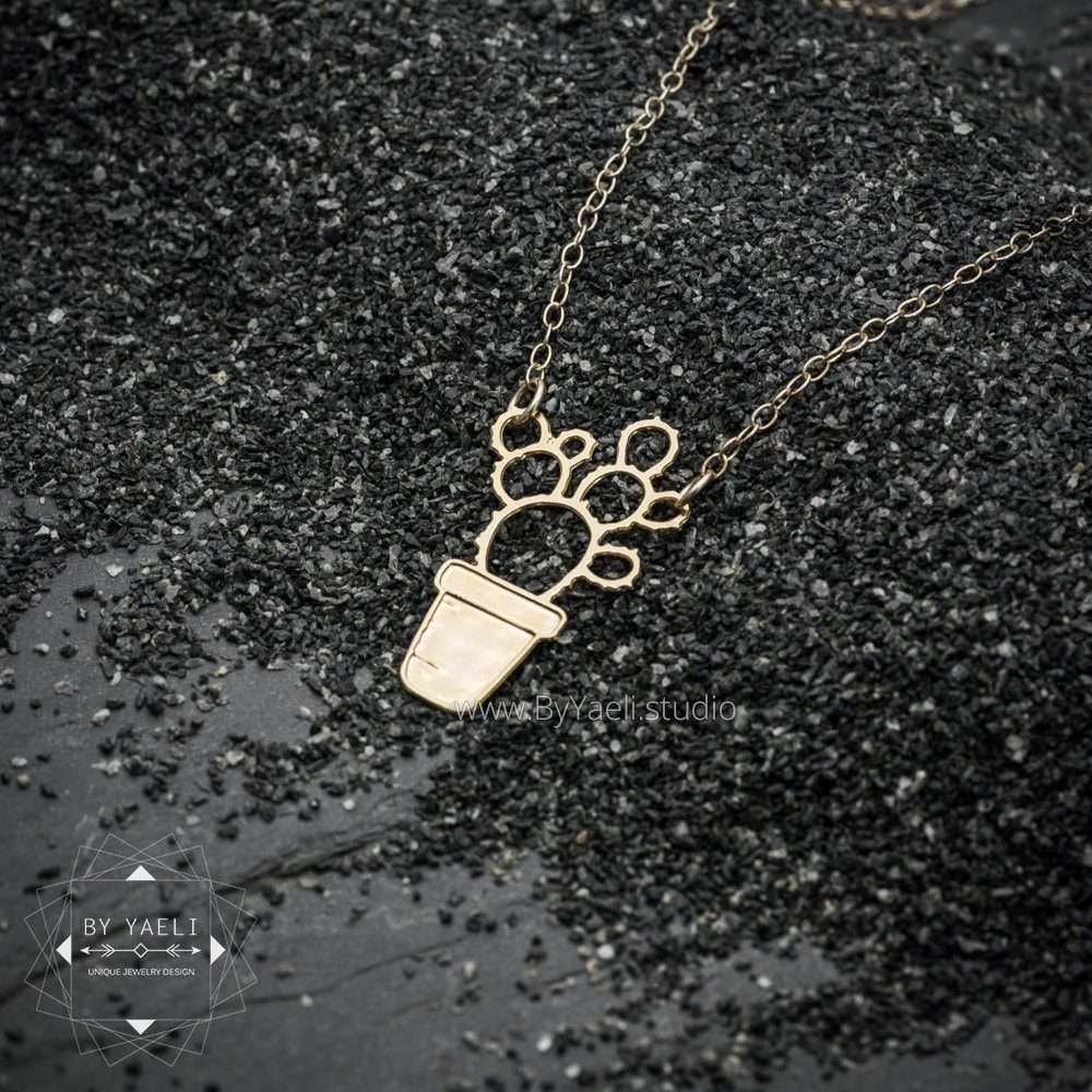 Cactus necklace gold succulent necklace best friend gift for here