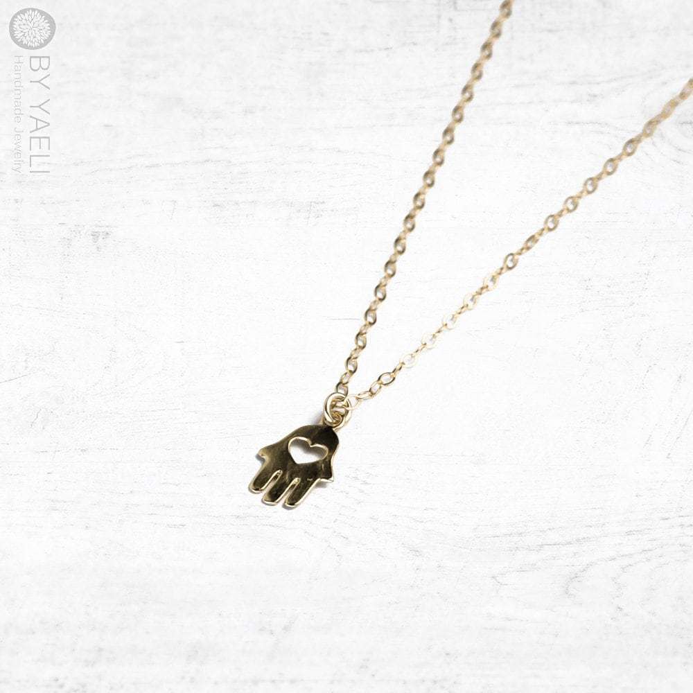 Hamsa necklace gold dainty hamsa charm hamsa jewelry protection necklace