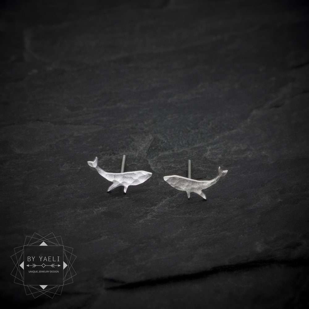 Whale earrings tiny silver whale stud earrings whale post earrings