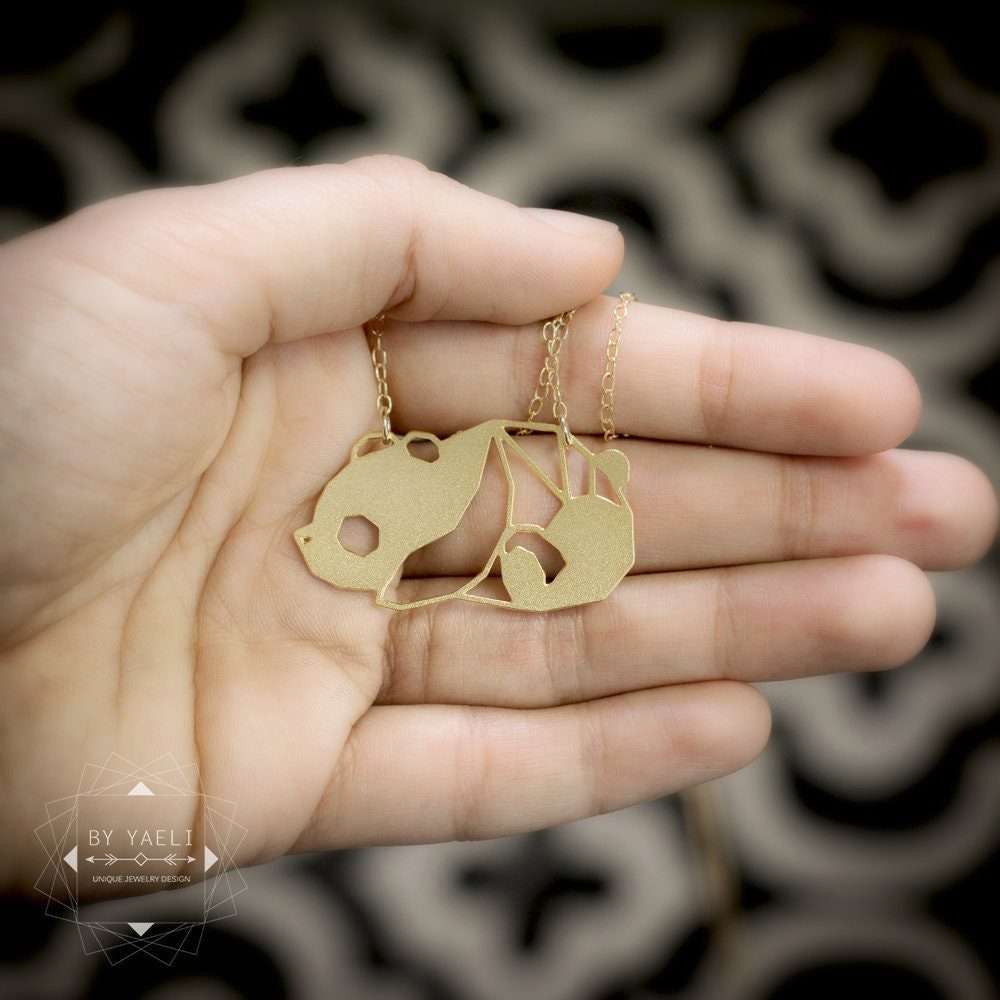 Panda necklace gold Japanese bear necklace panda gift
