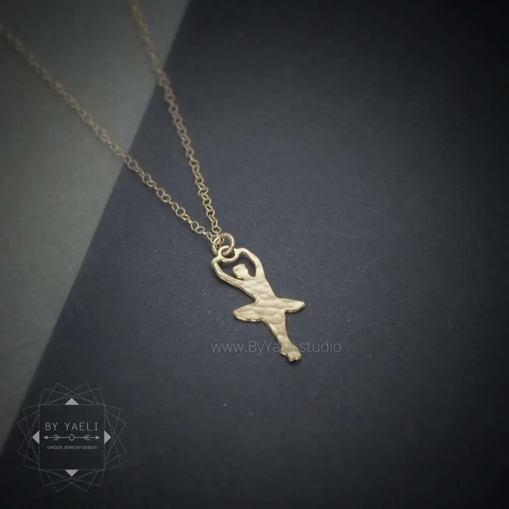 Ballerina necklace tiny ballet pendant ballerina charm