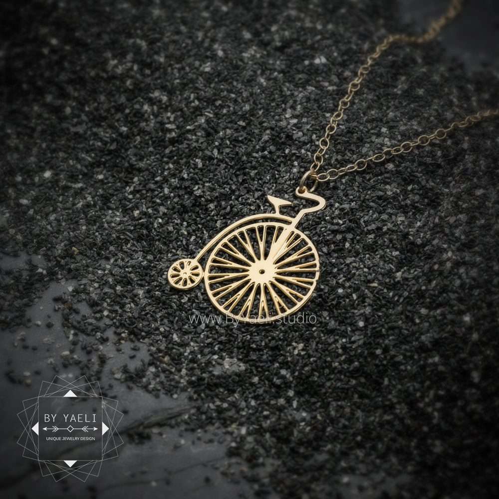 Gold bicycle necklace vintage bicycle jewelry boho necklace long necklace bicycle gifts