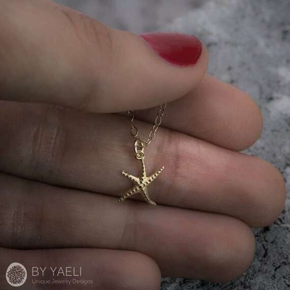 Starfish necklace beach necklace tiny sea necklace ocean necklace gift for here