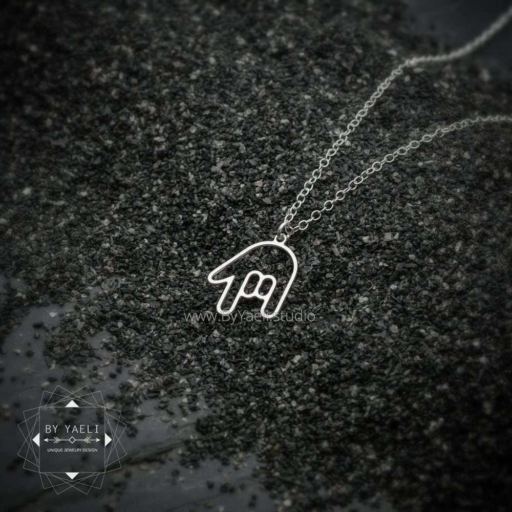 ASL necklace silver sign Language I love You Sign language necklace ASL jewelry