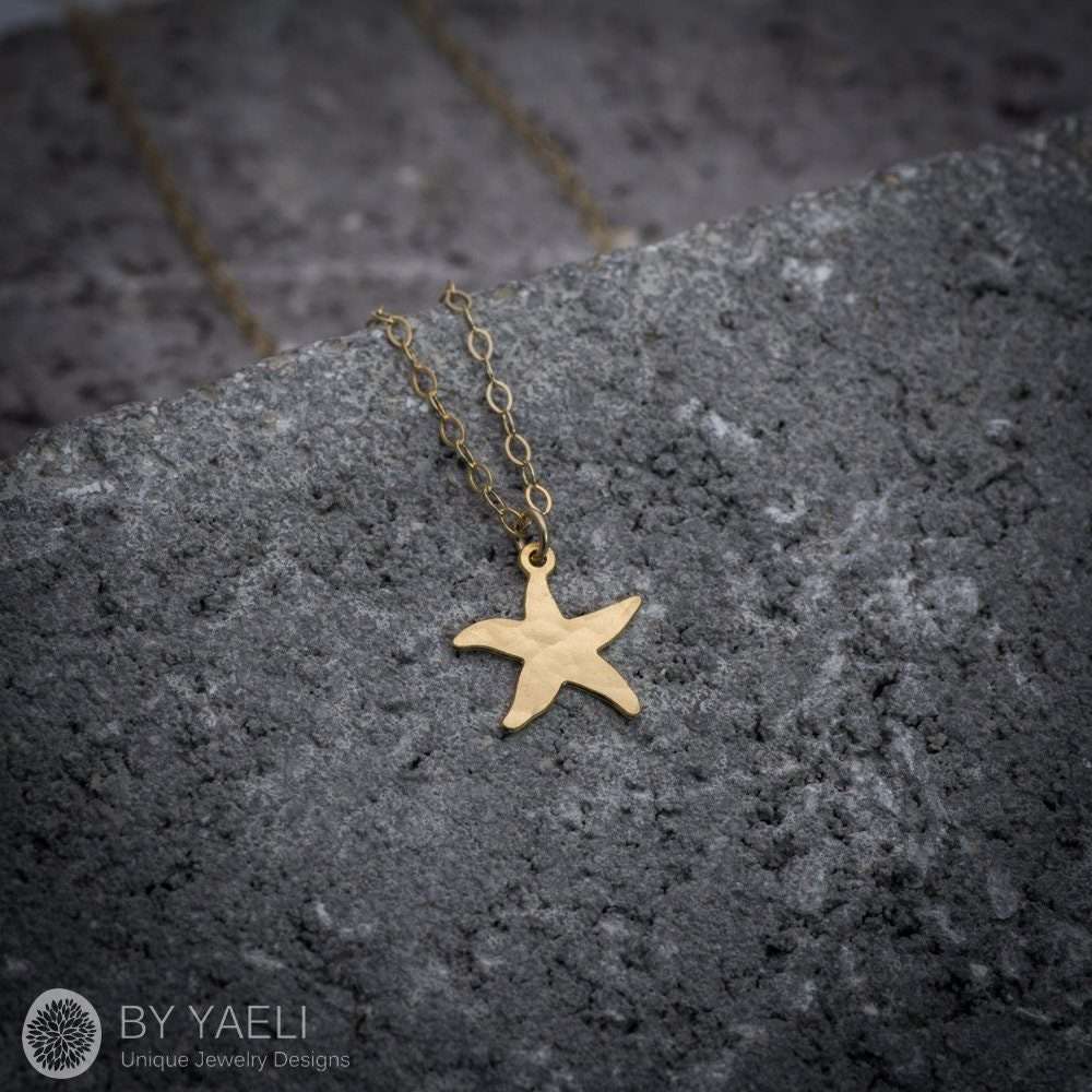 Starfish necklace starfish charm gold ocean necklace beach necklace