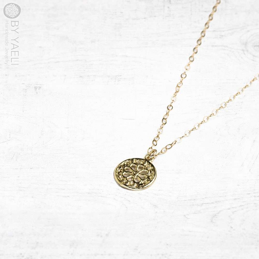 Gold coin necklace gold coin pendant coin charm simple necklace circle necklace