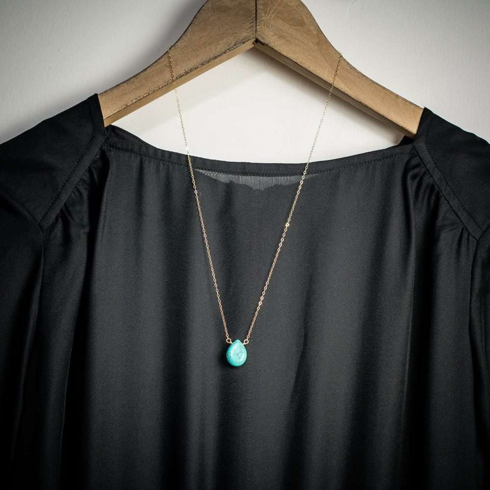 Turquoise necklace natural turquoise drop necklace turquoise gemstone necklace