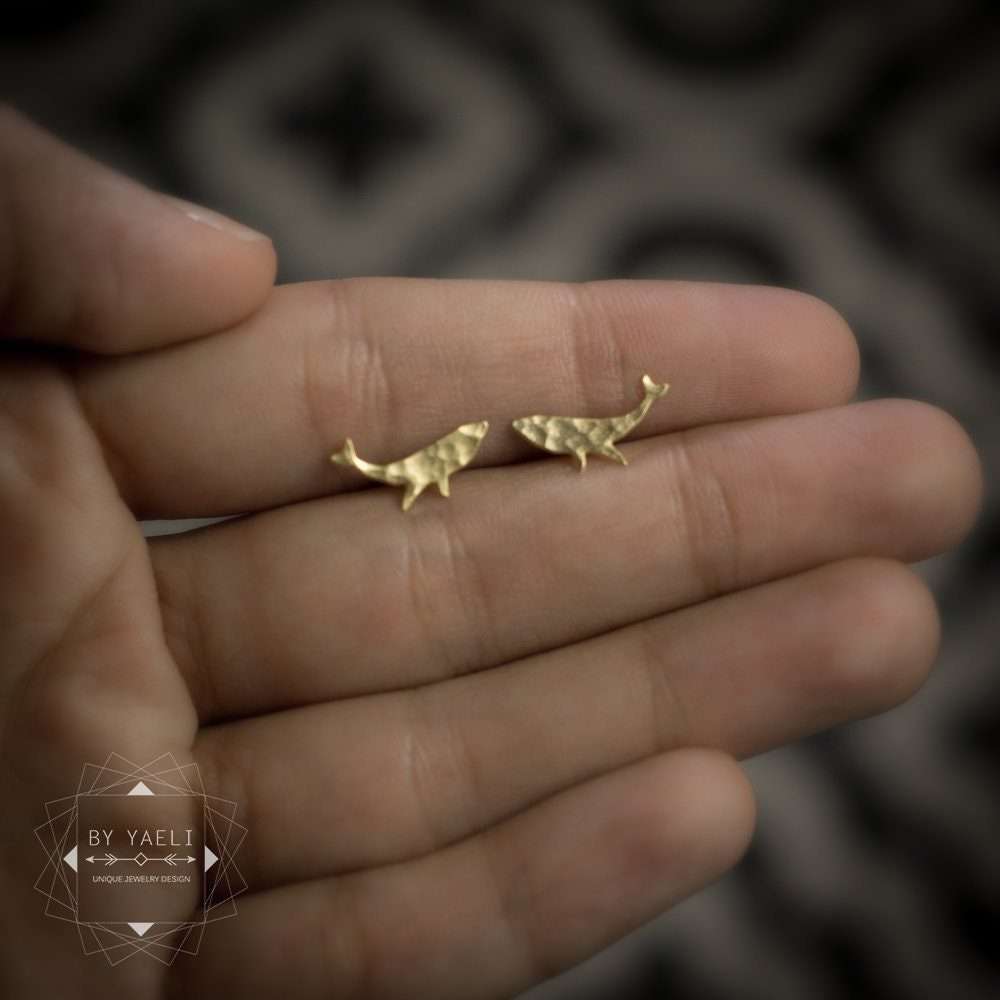 Whale earrings gold whale stud earrings tiny whale post earrings
