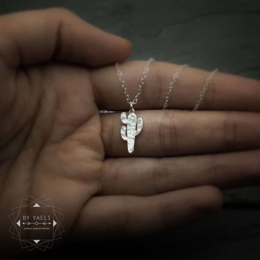 Cactus necklace silver cactus jewelry tiny cactus charm