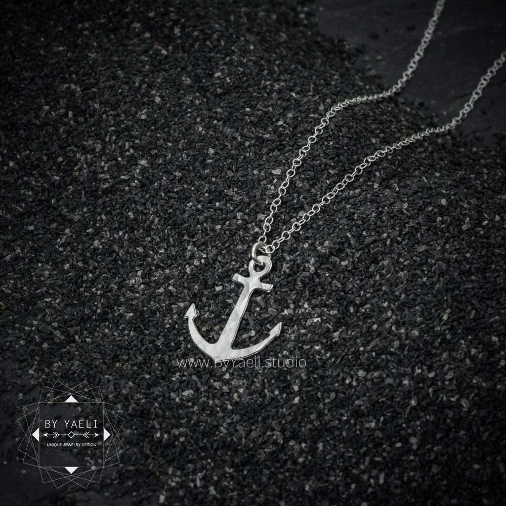 Anchor necklace, silver anchor jewelry nautical necklace, statement jewelry anchor charm