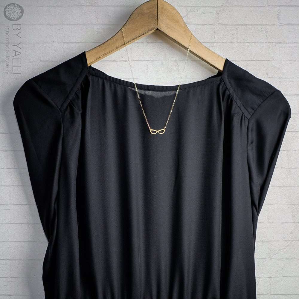 Eyeglasses necklace unique jewelry hippie jewelry gold eyeglasses charm