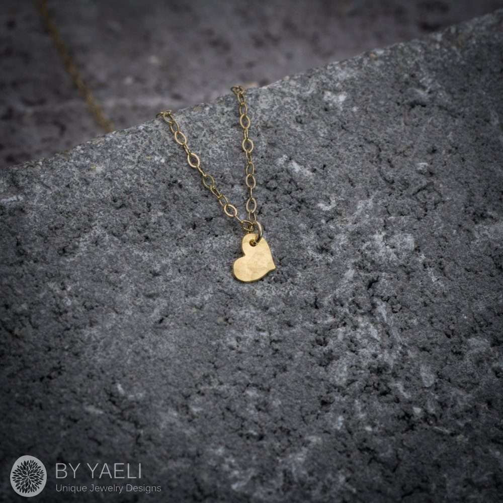 Heart necklace heart pendant tiny heart charm gold heart