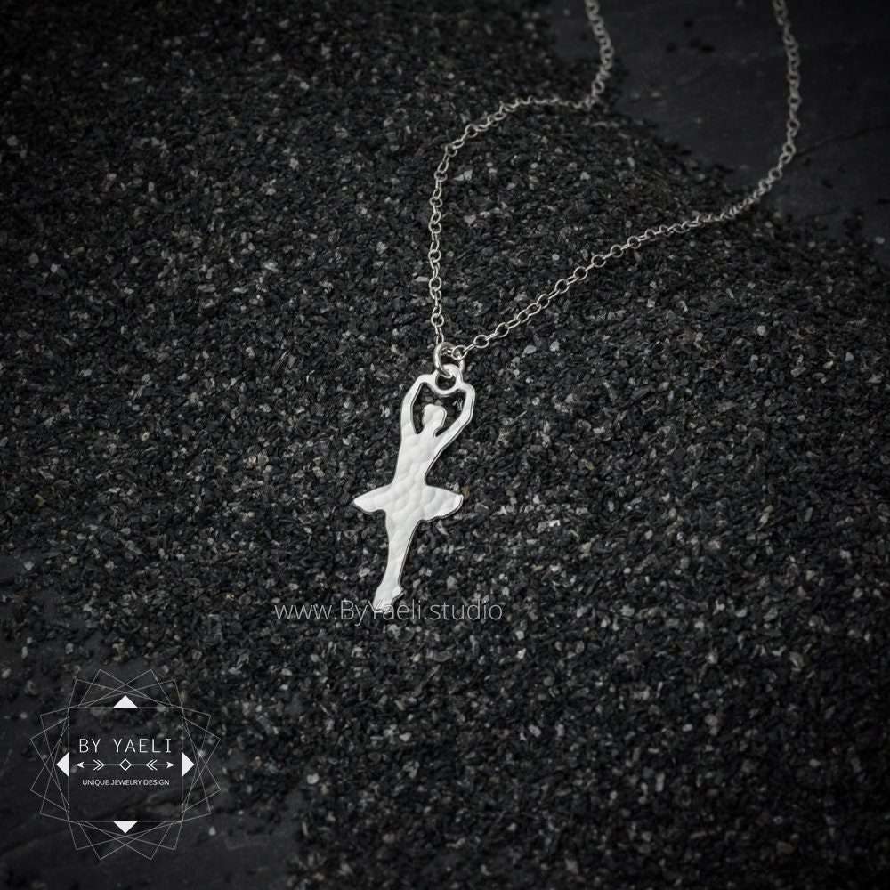 Ballerina necklace Silver dainty small ballerina charm ballet necklace