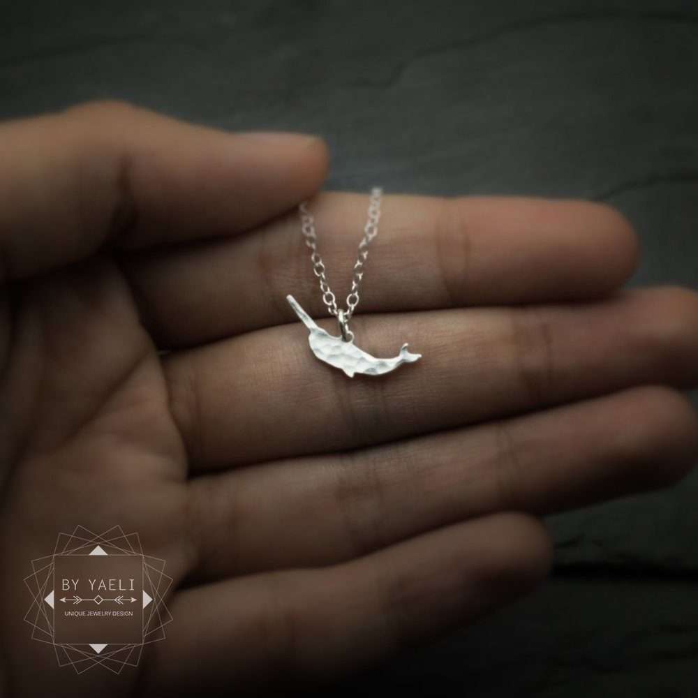 Narwhal necklace tiny silver whale necklace narwhal jewelry silver narwhal charm
