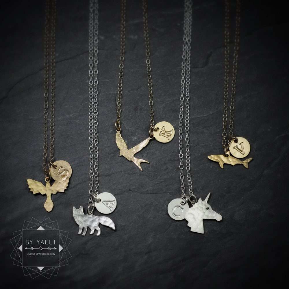 Alphabet add on charm initial necklace personalized necklace tiny initial charm
