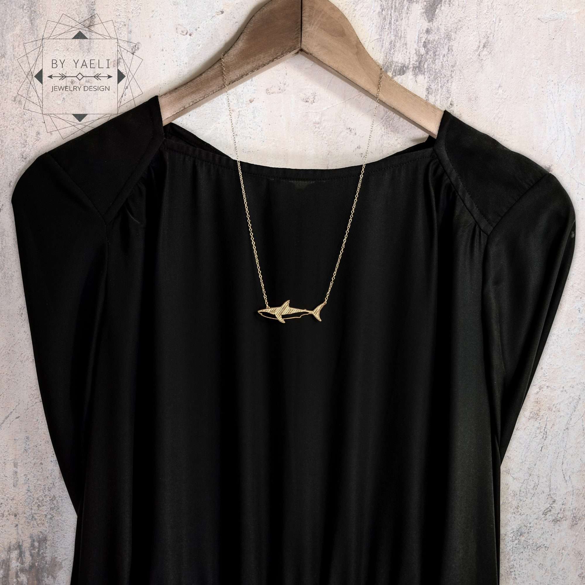 Shark necklace gold shark pendant animal jewelry personalized gift