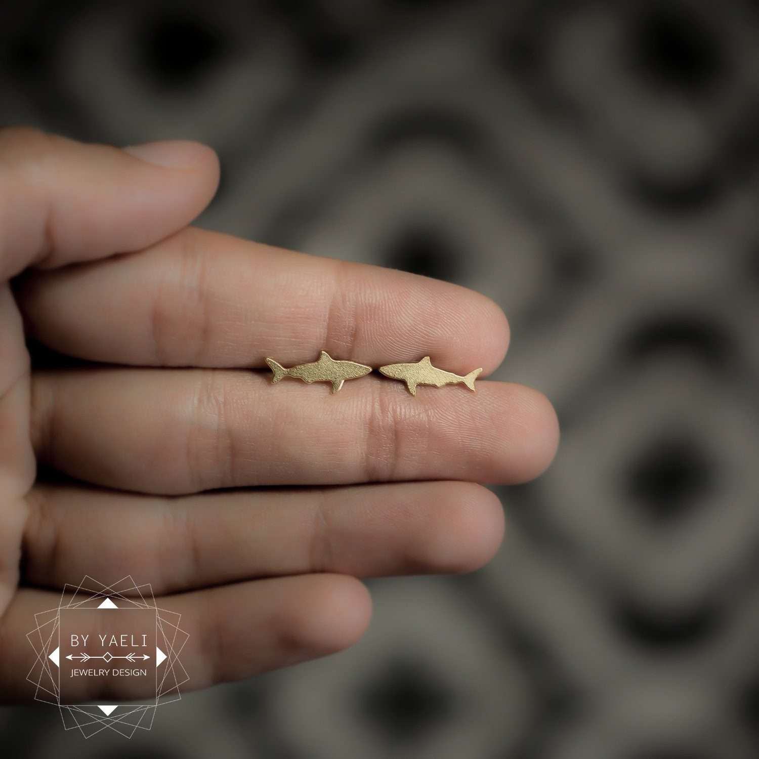 Shark earrings gold shark stud earrings tiny shark post earrings 4 Shark earrings gold shark stud earrings tiny shark post earrings - Image 4