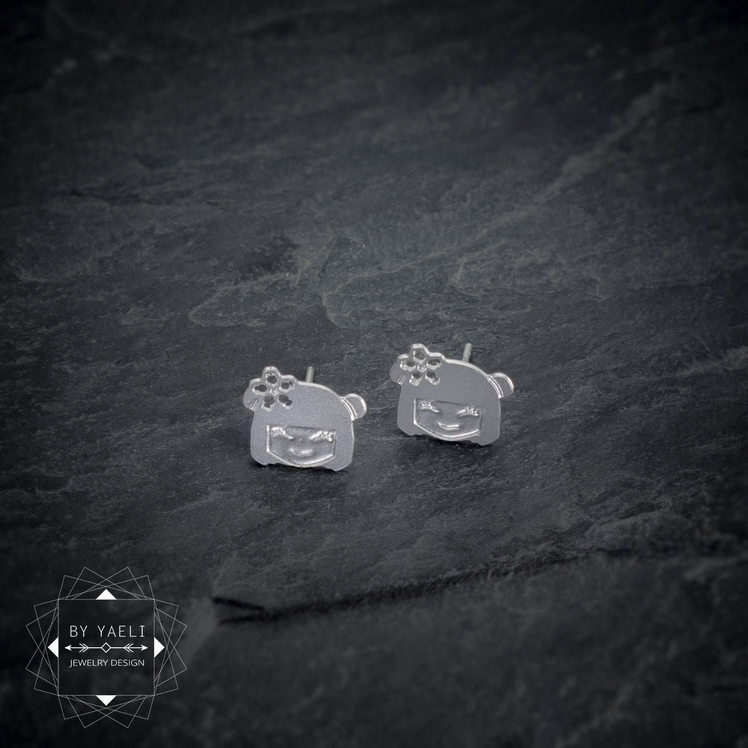 Kokeshi stud earrings, silver Japanese tiny earrings 3 Kokeshi stud earrings, silver Japanese tiny earrings - Image 3