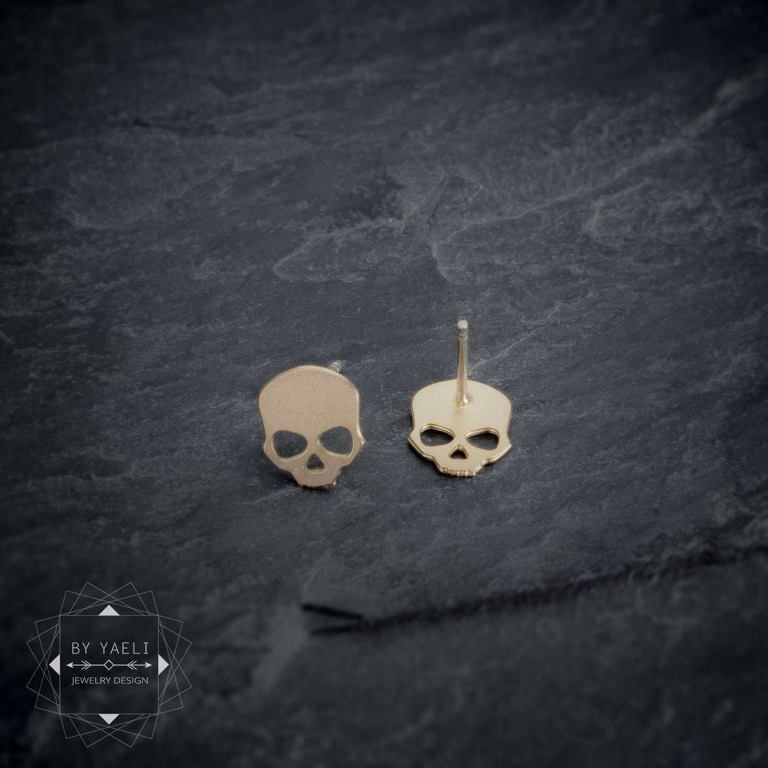 Skull earrings – tiny skull post earrings gold skull stud