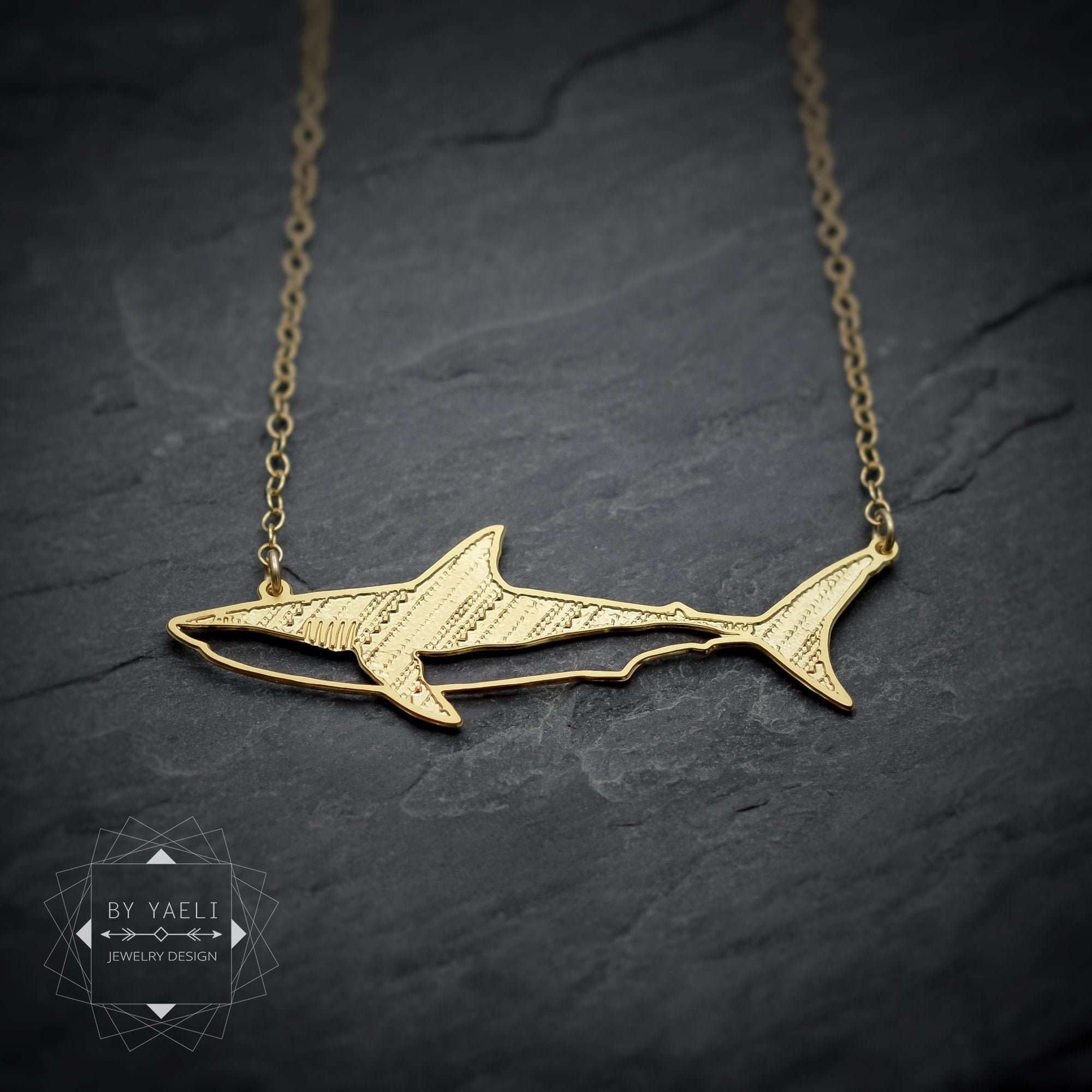 Shark necklace gold shark pendant animal jewelry personalized gift