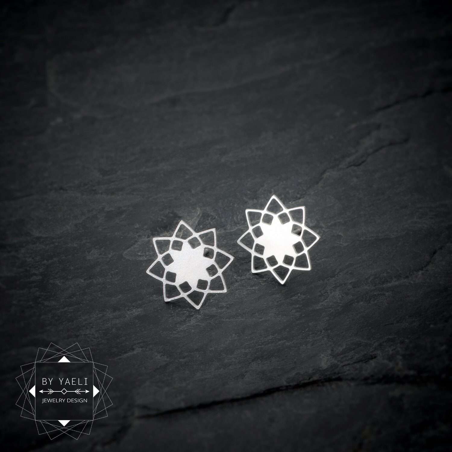 Sacred earrings dainty sacred geometry post earrings mandala earrings silver flower stud earrings 3 Sacred earrings dainty sacred geometry post earrings mandala earrings silver flower stud earrings - Image 3
