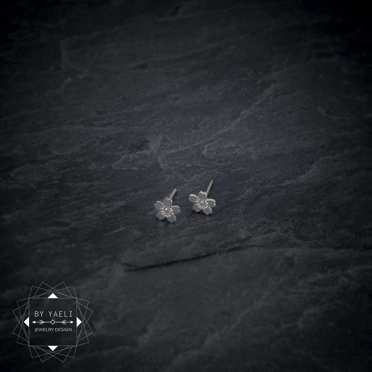 Flower earrings tiny sakura stud earrings silver Japanese minimalist earrings 4 Flower earrings tiny sakura stud earrings silver Japanese minimalist earrings - Image 4