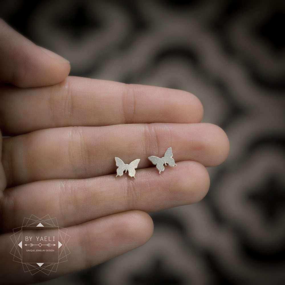 Butterfly earrings tiny butterfly stud earrings silver butterfly post