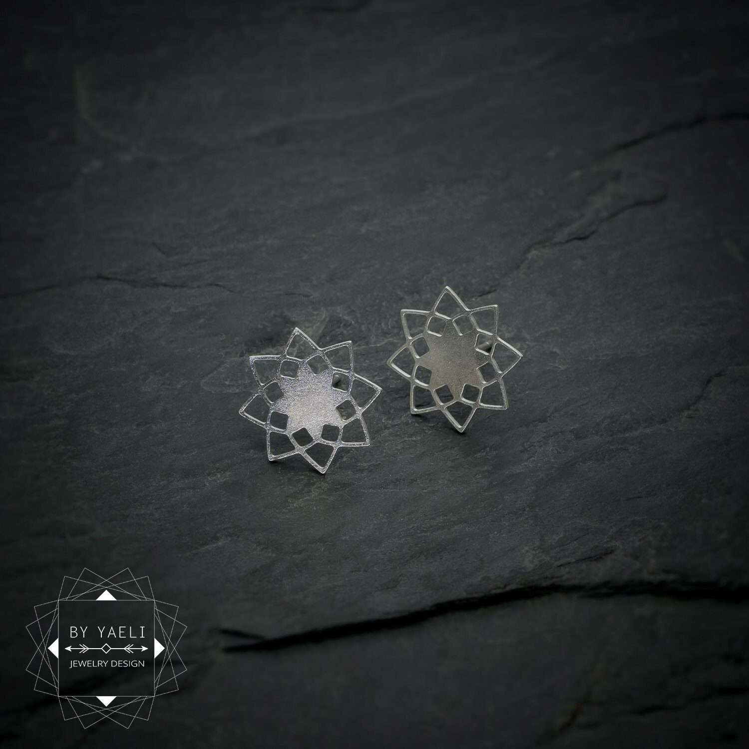 Sacred earrings dainty sacred geometry post earrings mandala earrings silver flower stud earrings