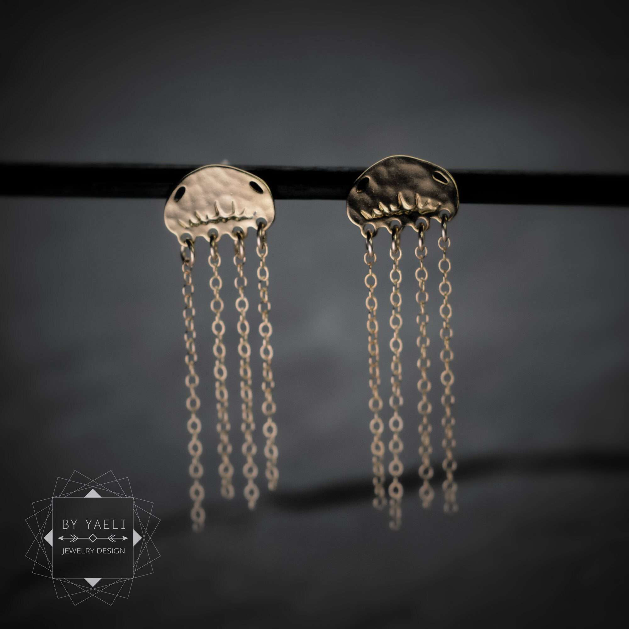 Jellyfish earrings jellyfish stud earrings gold ocean dangle earrings