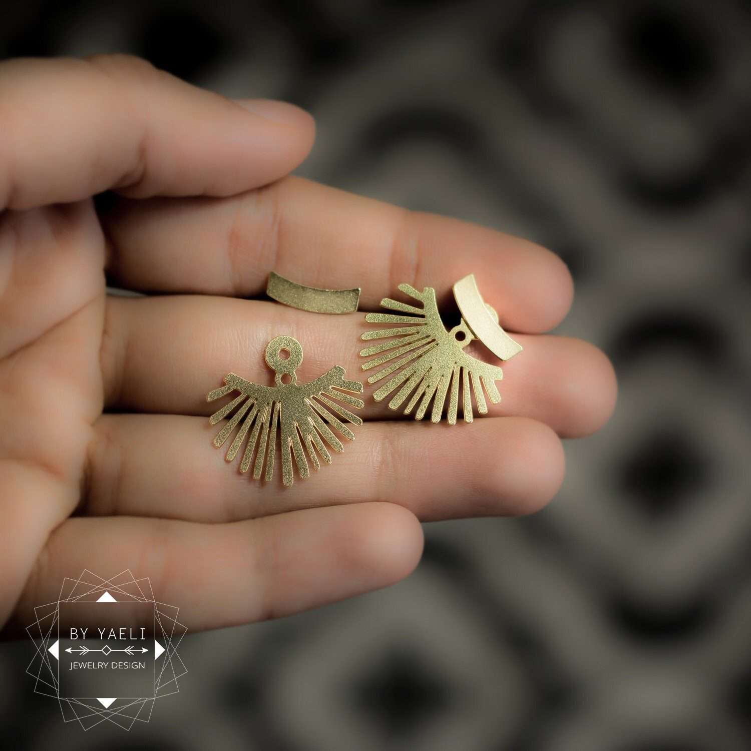 Earring jacket  geometric earrings gold statement earrings