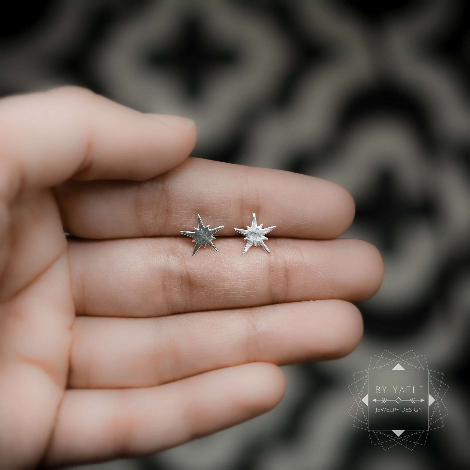 North star earrings silver north star post earrings spark earrings Christmas gift for here 4 North star earrings silver north star post earrings spark earrings Christmas gift for here - Image 4