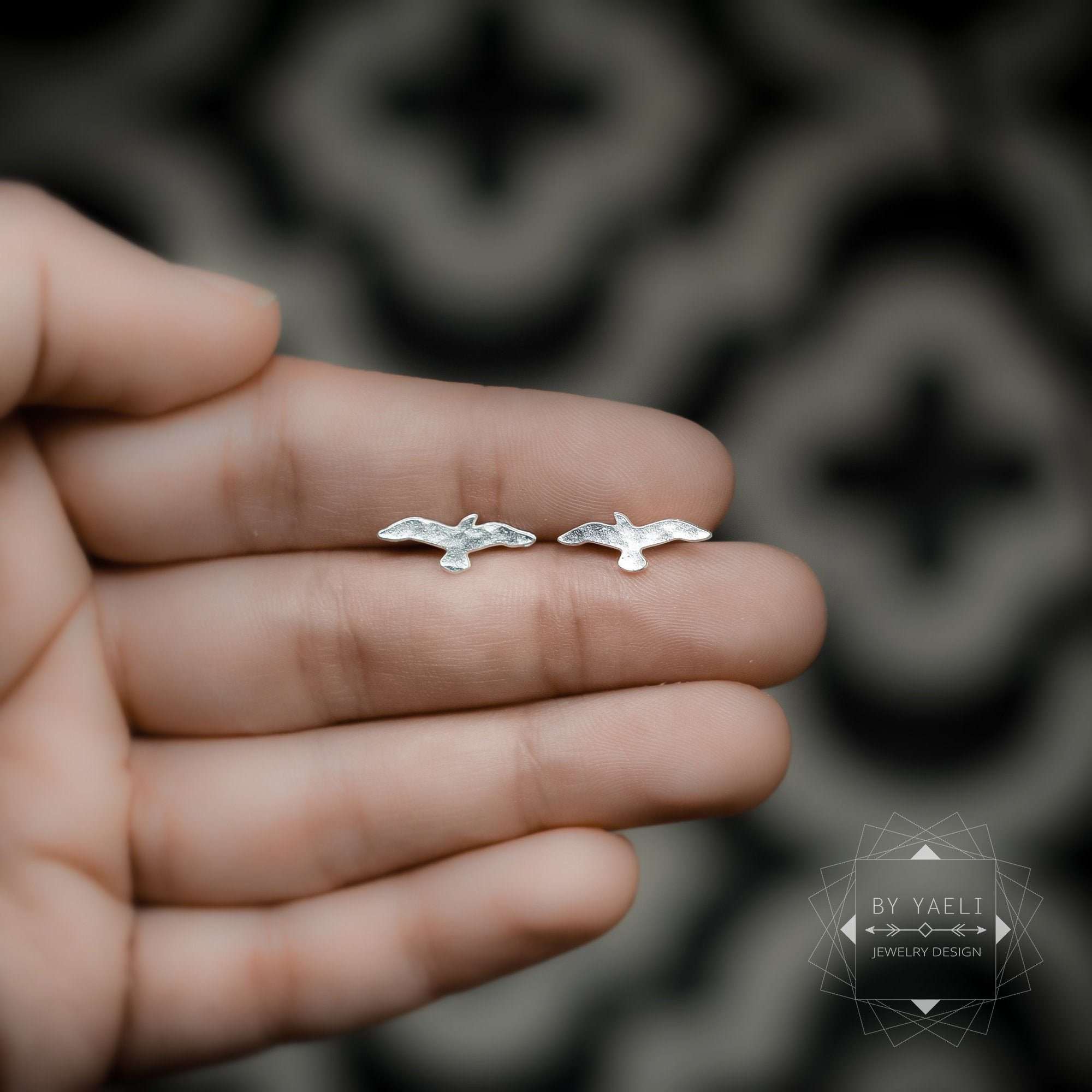 Bird earrings – delicate seagull earrings – seagull stud earrings silver seagull post earrings