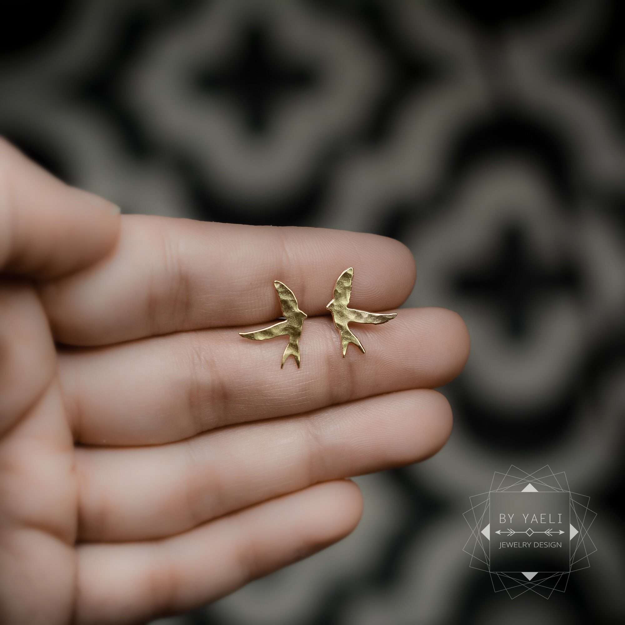 Bird earrings swallow earrings gold swallow stud earrings swallow post earrings