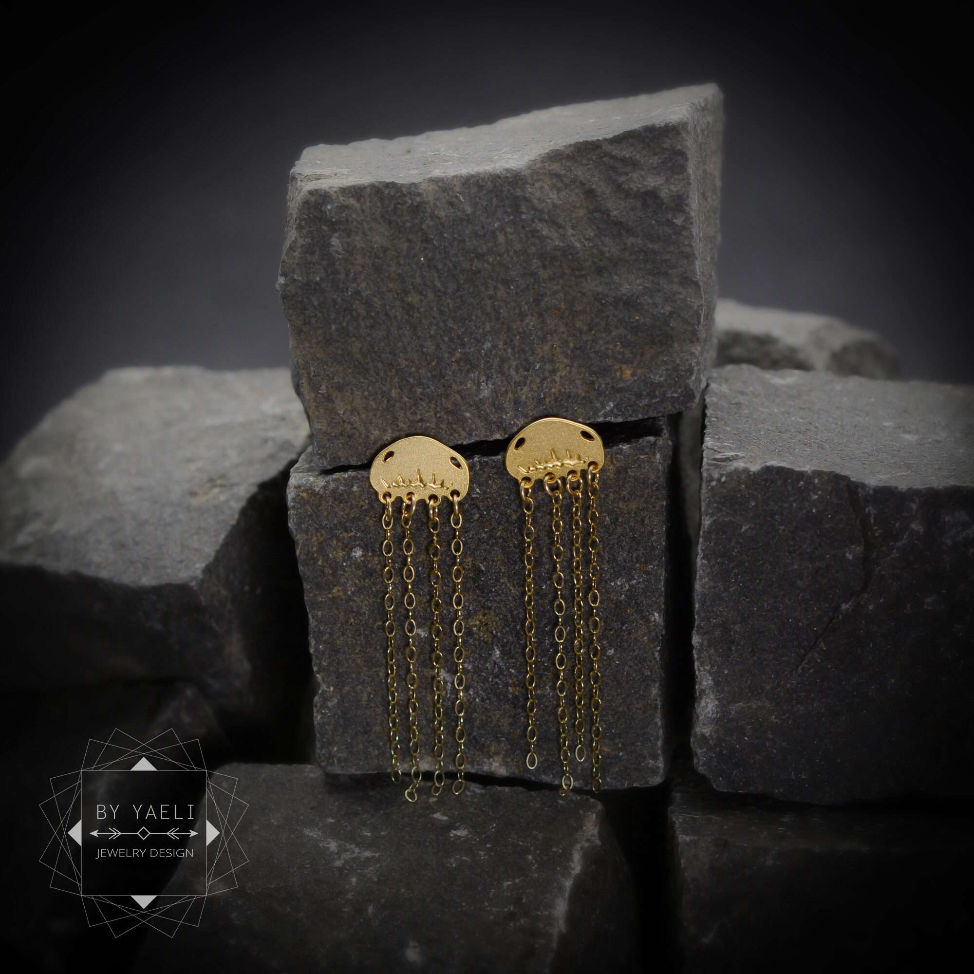 Jellyfish earrings jellyfish stud earrings gold ocean dangle earrings