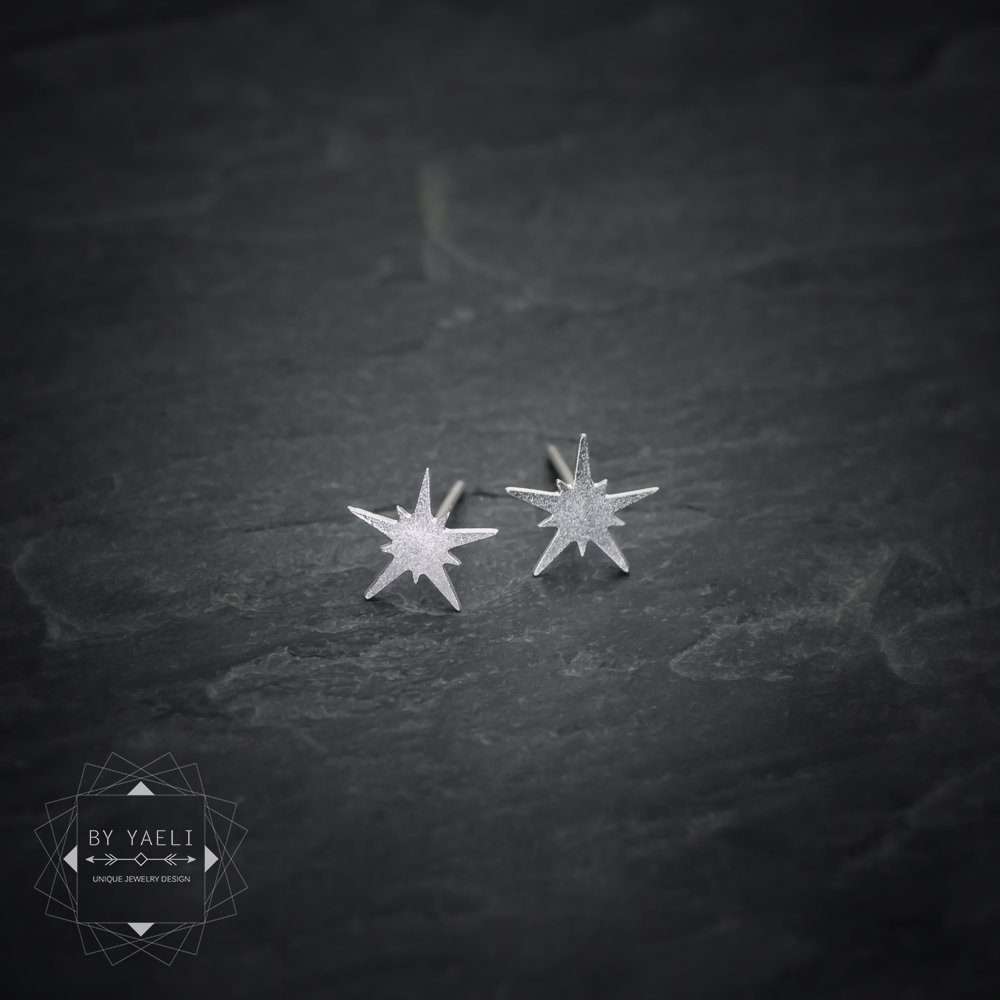 North star earrings silver north star post earrings spark earrings Christmas gift for here