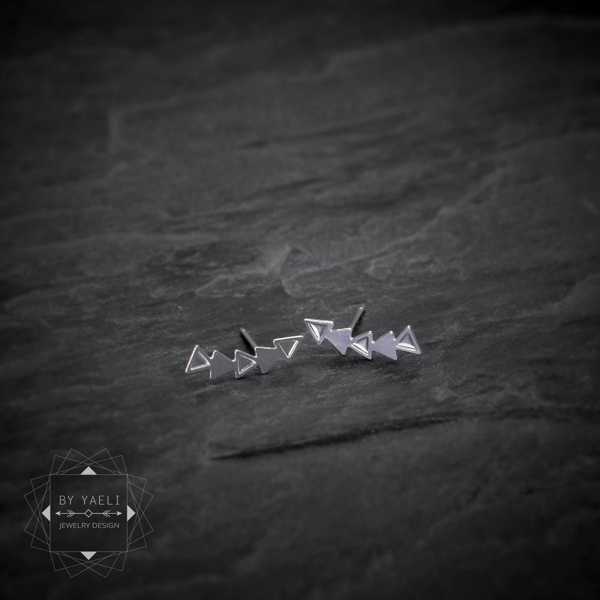 Geometric earrings gorgeous silver triangles ear climbers
