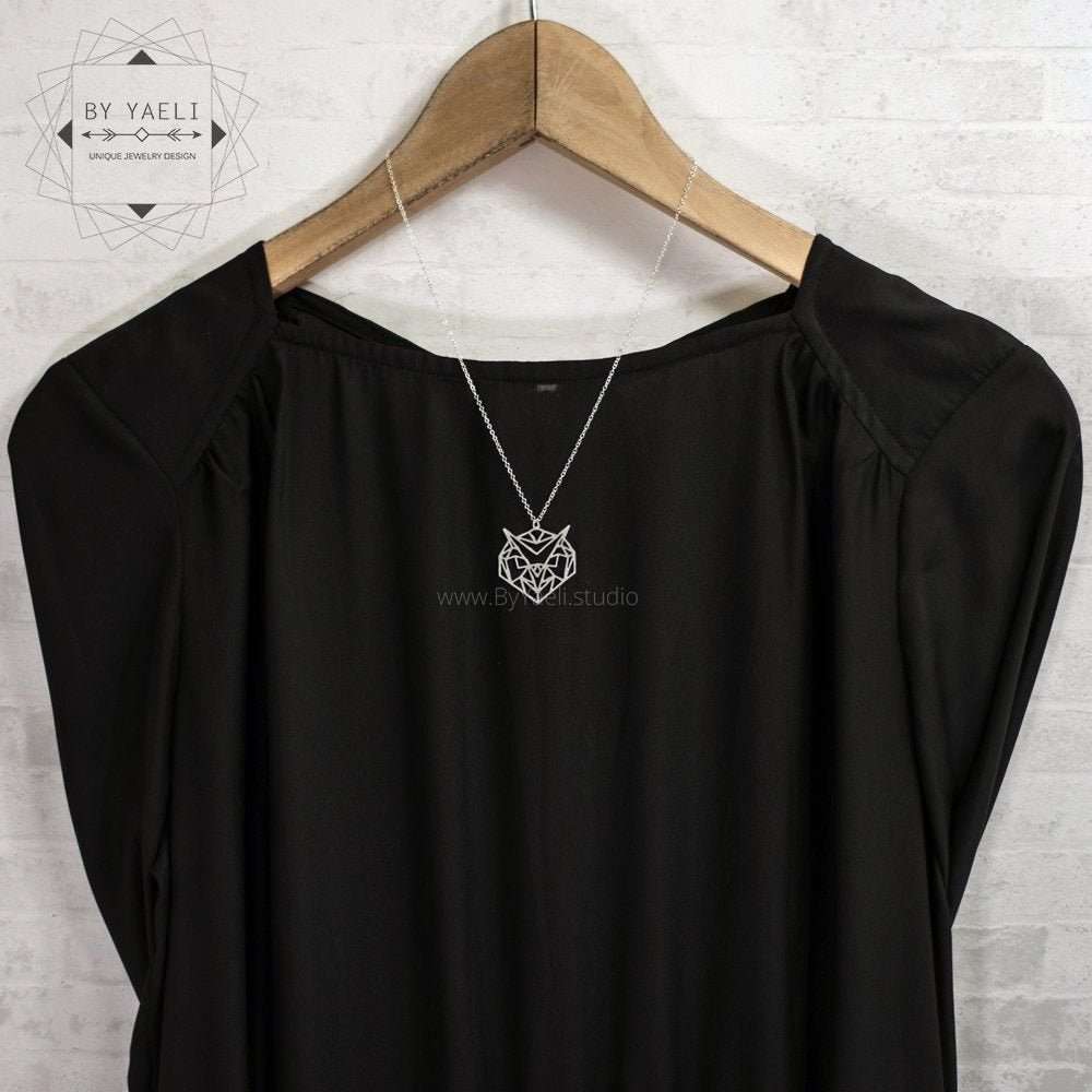 Owl necklace geometric bird necklace owl pendant origami necklace