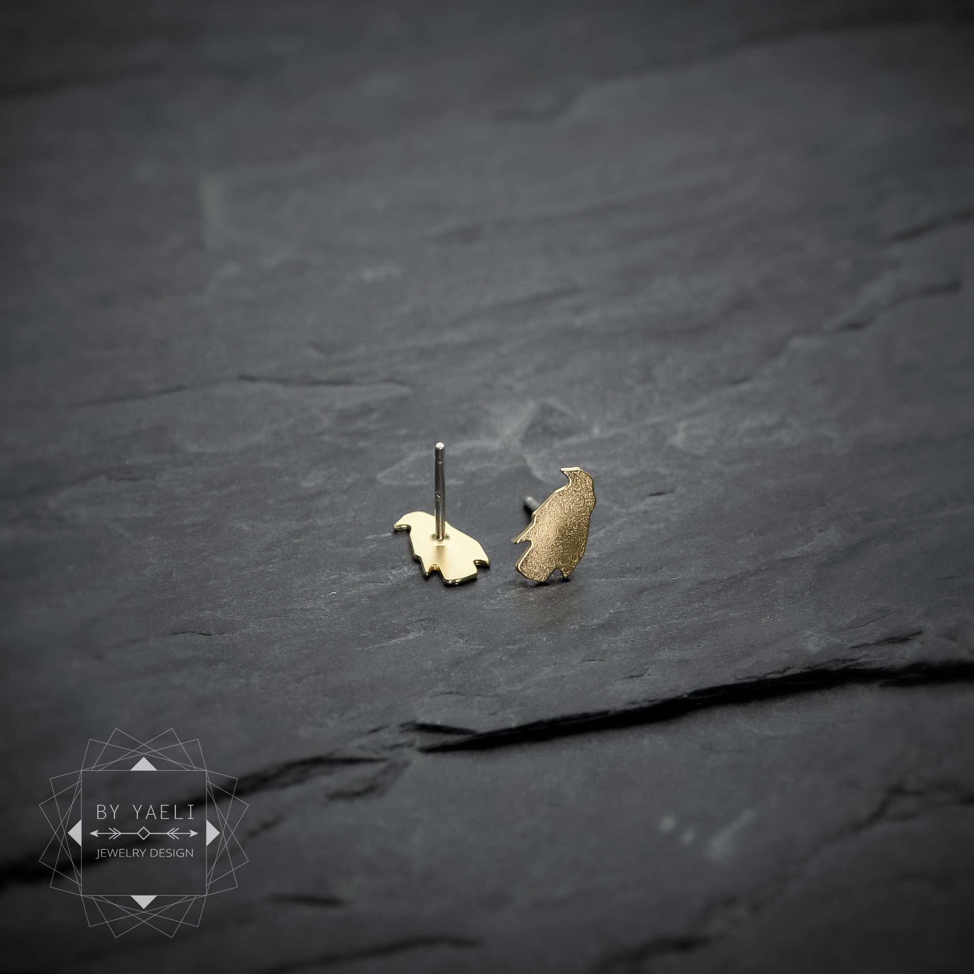 Penguin earrings tiny penguin stud earrings gold penguin post earrings