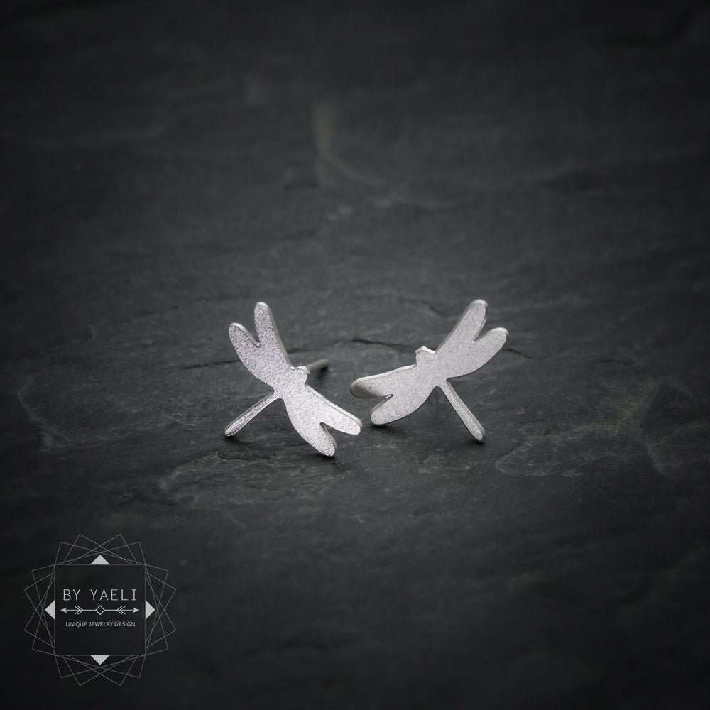 Dragonfly earrings tiny dragonfly stud earrings silver dragonfly post earrings