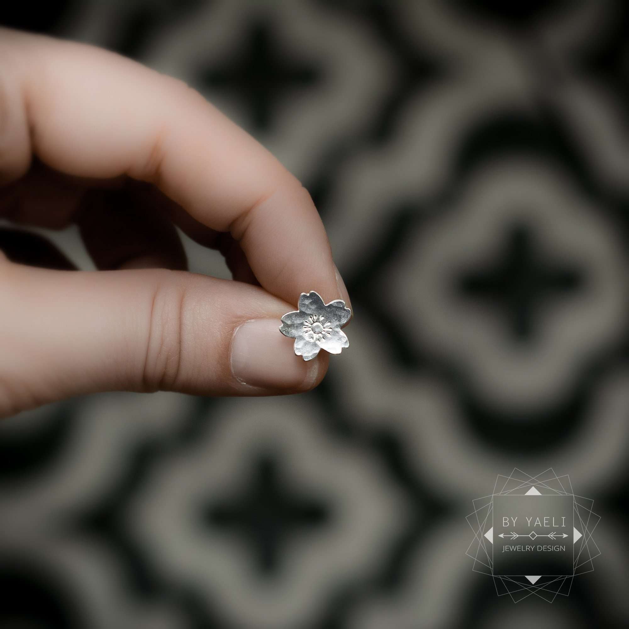 Flower earrings silver sakura stud earrings sakura earrings Japanese flower