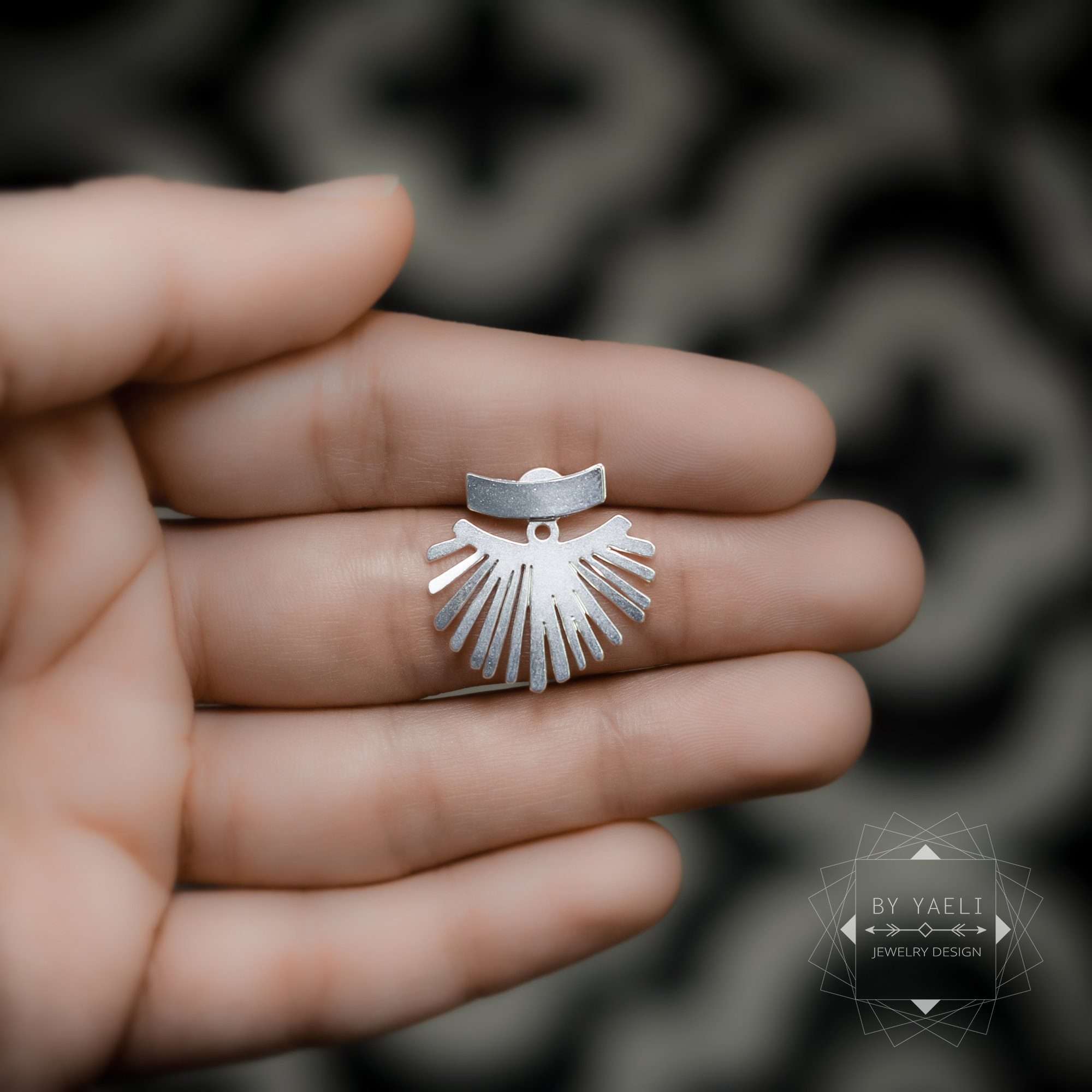 Ear jacket earrings geometric silver earrings gift for here