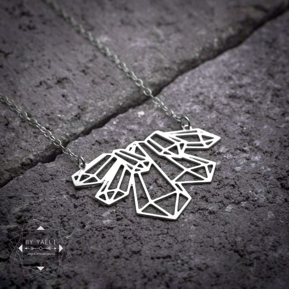 Geometric necklace silver crystal shape necklace gift for her