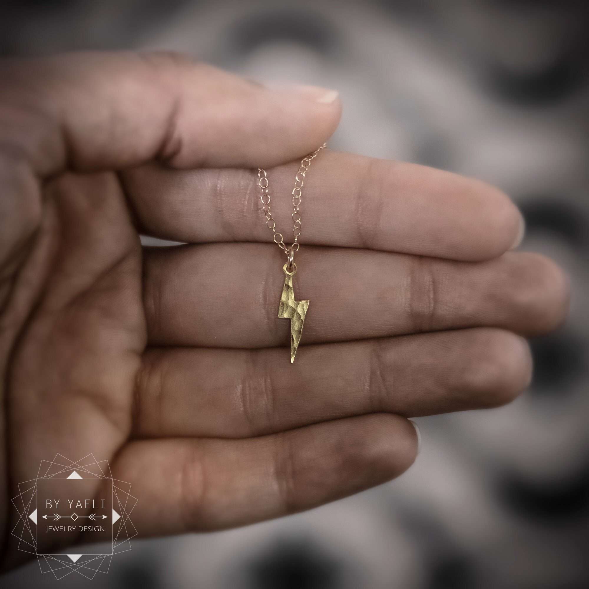 Lightning bolt necklace gold lightning bolt charm minimalist necklace 4 Lightning bolt necklace gold lightning bolt charm minimalist necklace - Image 4