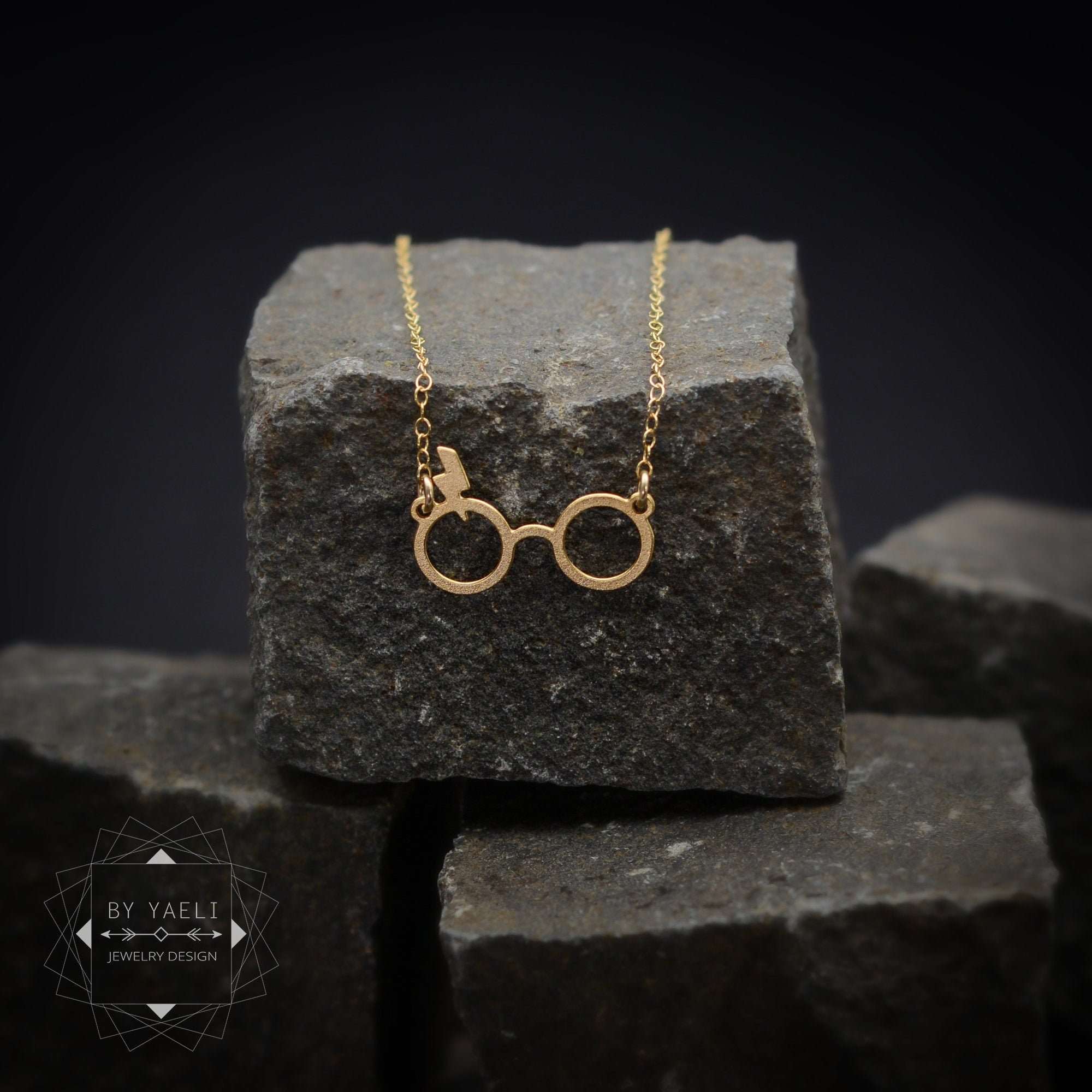 Eyeglasses lightning necklace gold eyeglasses charm lightning bolt necklace